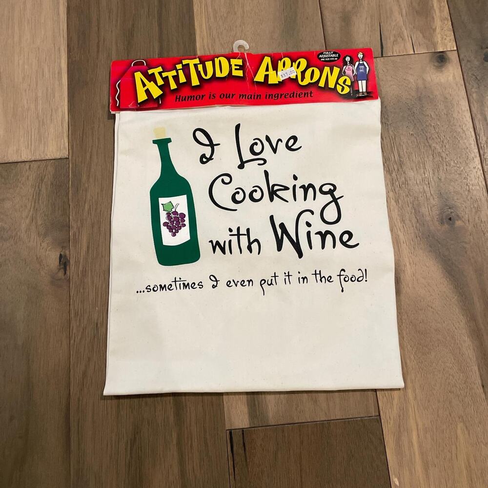 Attitude Apron Wine Themed Fully Adjustable One Size New With Tag